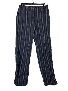 Navy Blue Striped Pants Convertible Hem Full to Cropped Bianca Nygard Vintage